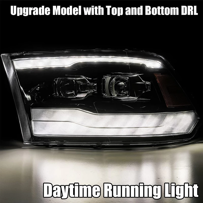 Alpharex LUXX-Series Projector Headlights (Black W/ DRL) - Dodge Ram 2500HD 10-18 - Image 2