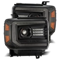 Alpharex LUXX-Series Projector Headlights (Alpha Black W/ DRL) - GMC Sierra 14-18